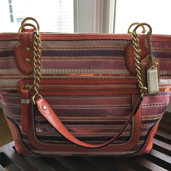 Coach Multicolor sequin pink/purple/white handbag - Picture 1 of 14